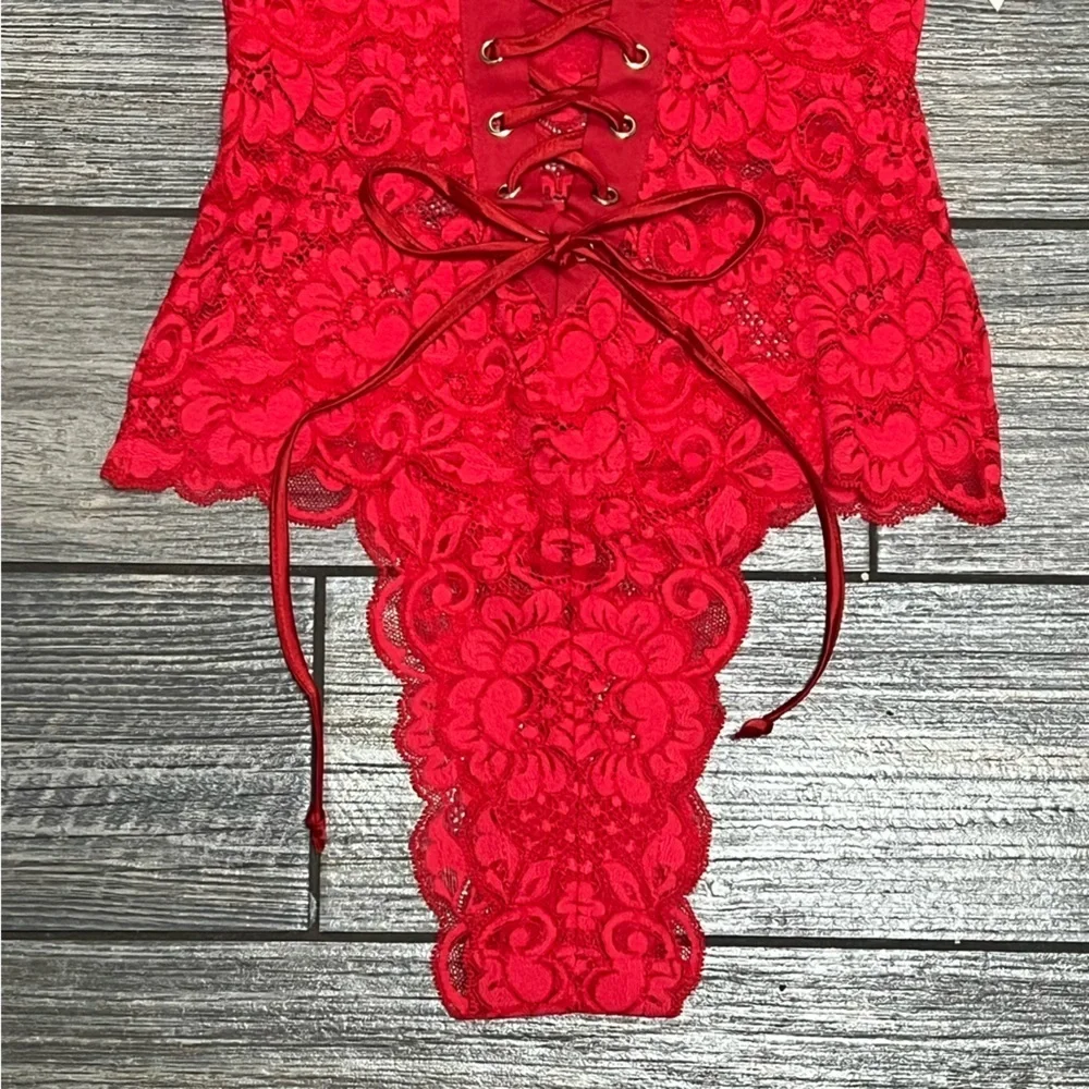 NWT $98 We Are HAH X Free People Spinster Reversible Bodysuit XS Siren Red Top